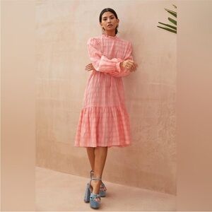 Never Fully Dressed Pink Gingham Midi Dress 8